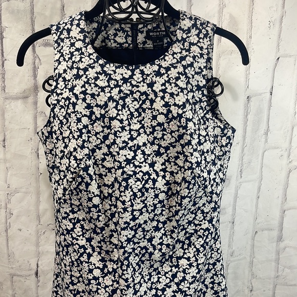 Worth New York Floral Sheath Dress Fully Lined Sleeveless Back Zip Scoop Neck - Picture 2 of 11